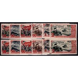 1948 - Sovjetunionen - AFA 1210-15 og AFA 1210U-15U - Frimærke - Stemplet.